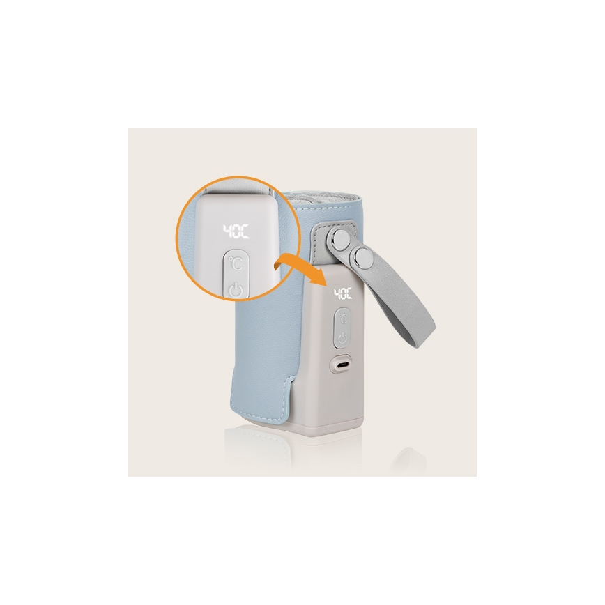 Lionelo - Oplaadbare flesverwarmer THERMUP GO PLUS 10W/5V blauw/grijs