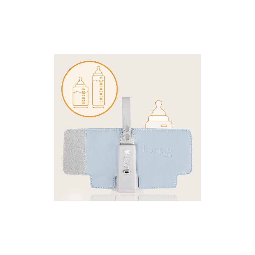 Lionelo - Oplaadbare flesverwarmer THERMUP GO PLUS 10W/5V blauw/grijs