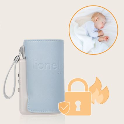 Lionelo - Oplaadbare flesverwarmer THERMUP GO PLUS 10W/5V blauw/grijs