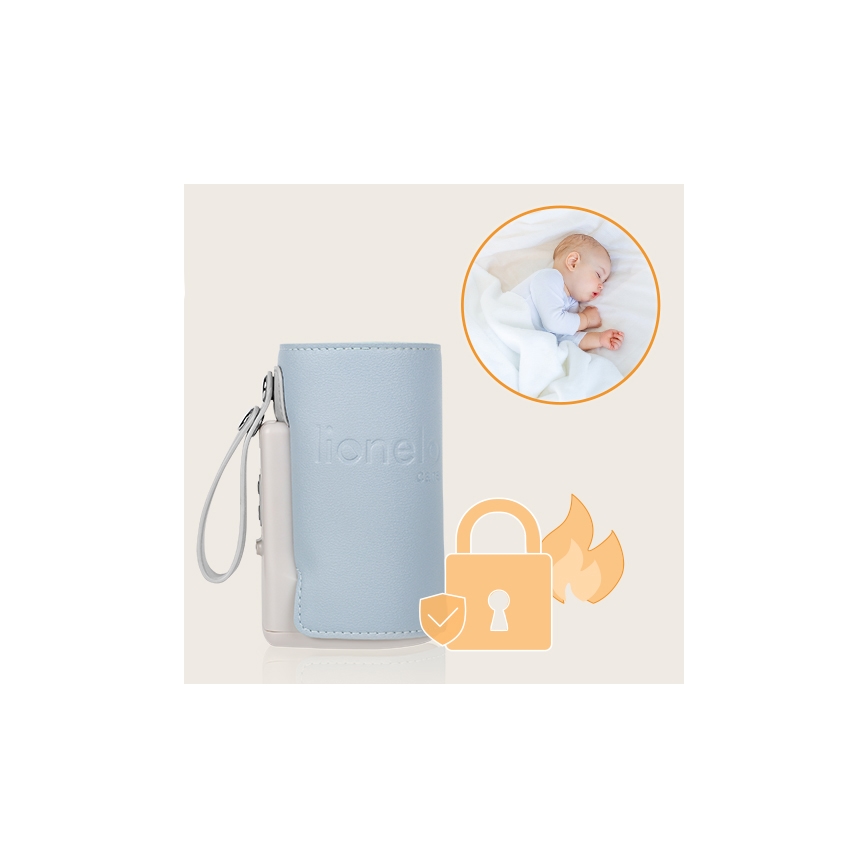 Lionelo - Oplaadbare flesverwarmer THERMUP GO PLUS 10W/5V blauw/grijs