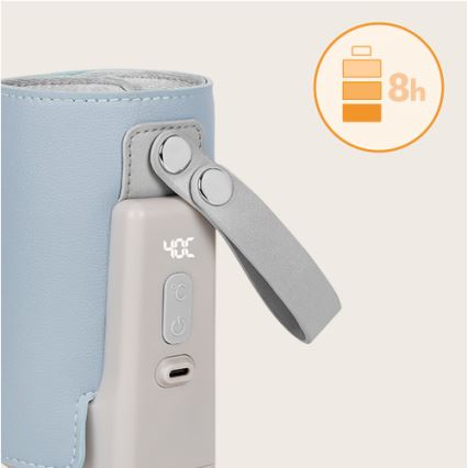 Lionelo - Oplaadbare flesverwarmer THERMUP GO PLUS 10W/5V blauw/grijs