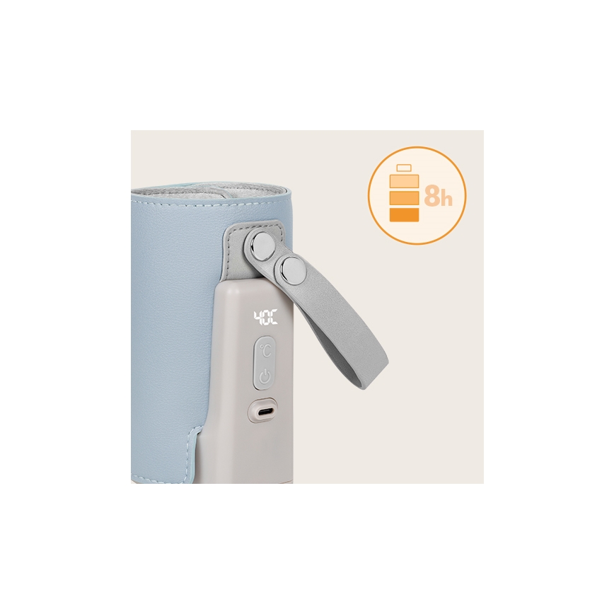 Lionelo - Oplaadbare flesverwarmer THERMUP GO PLUS 10W/5V blauw/grijs