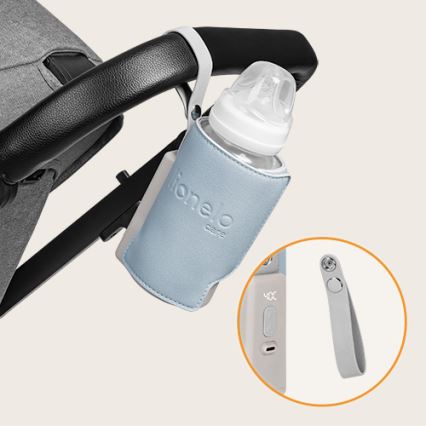 Lionelo - Oplaadbare flesverwarmer THERMUP GO PLUS 10W/5V blauw/grijs