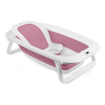 Lionelo - Opvouwbaar babybadje met thermometer BABY BUBBLE 2x LR44 Roze Magnolia