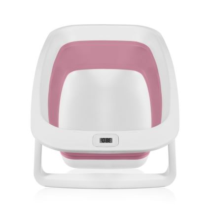 Lionelo - Opvouwbaar babybadje met thermometer BABY BUBBLE 2x LR44 Roze Magnolia