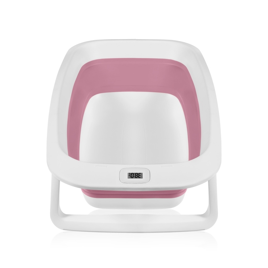 Lionelo - Opvouwbaar babybadje met thermometer BABY BUBBLE 2x LR44 Roze Magnolia