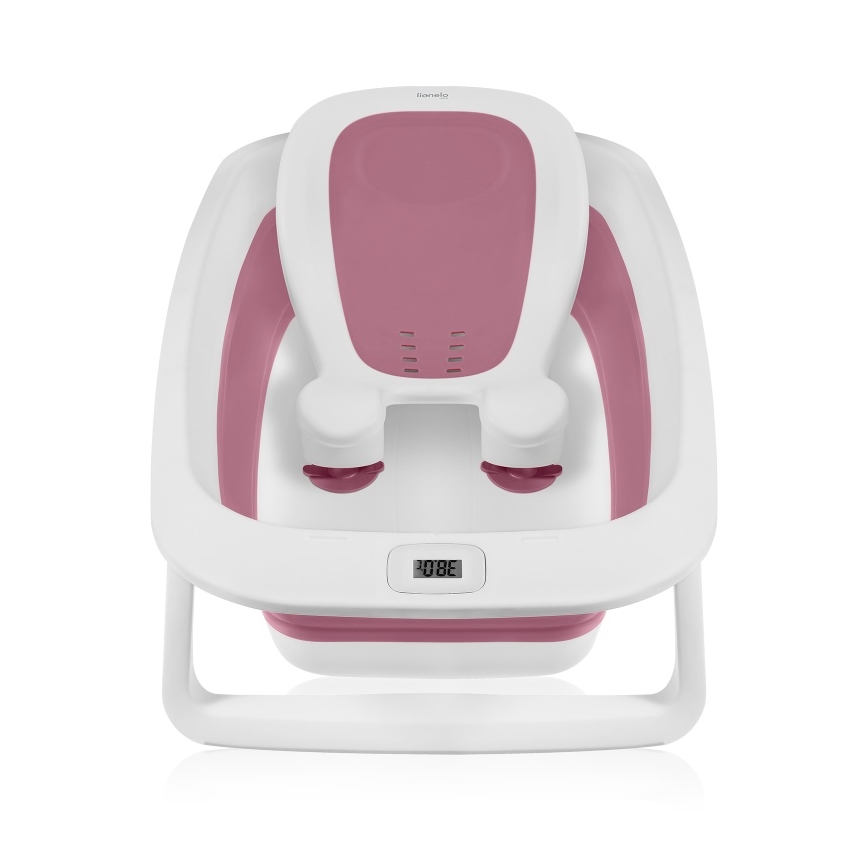 Lionelo - Opvouwbaar babybadje met thermometer BABY BUBBLE 2x LR44 Roze Magnolia