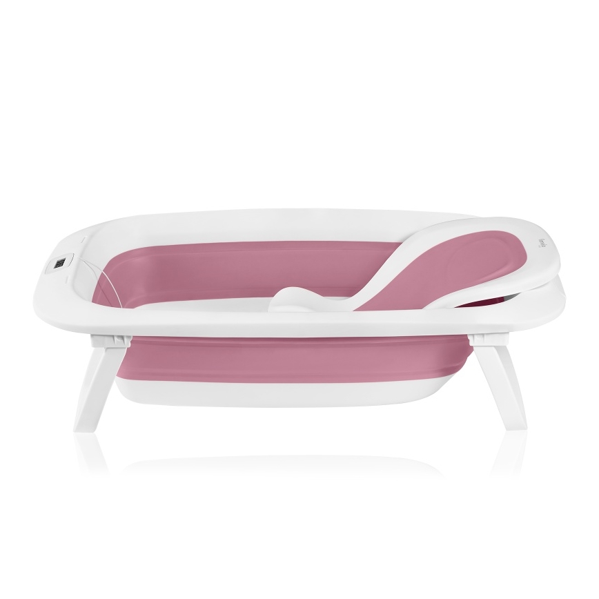 Lionelo - Opvouwbaar babybadje met thermometer BABY BUBBLE 2x LR44 Roze Magnolia