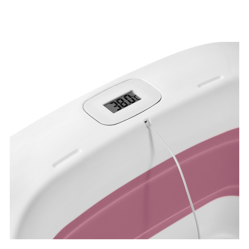 Lionelo - Opvouwbaar babybadje met thermometer BABY BUBBLE 2x LR44 Roze Magnolia