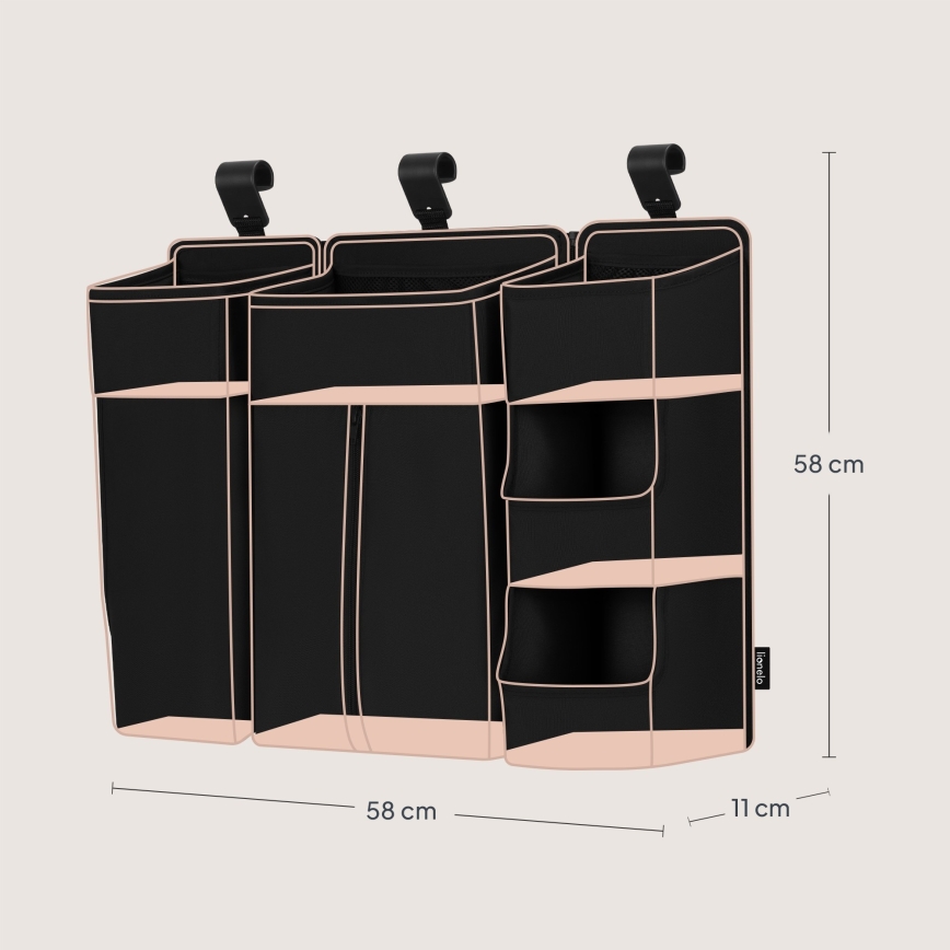 Lionelo - Organizer voor babybed 3-in-1 SIDEPOCKET Zwart