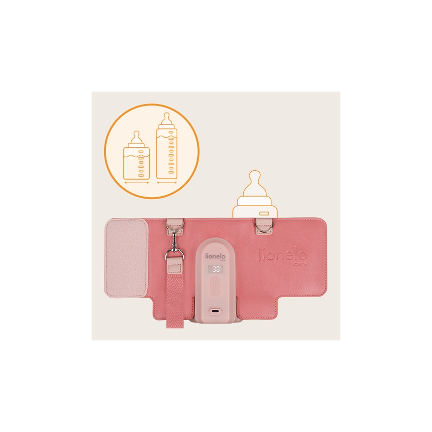 Lionelo - Rechargeable bottle warmer THERMUP GO EVO 18W/5V roze
