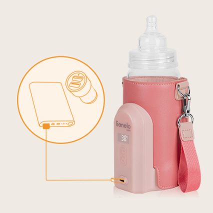 Lionelo - Rechargeable bottle warmer THERMUP GO EVO 18W/5V roze