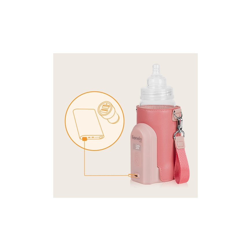 Lionelo - Rechargeable bottle warmer THERMUP GO EVO 18W/5V roze