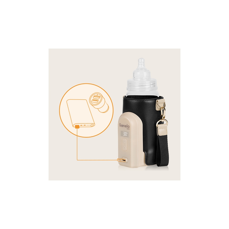 Lionelo - Rechargeable bottle warmer THERMUP GO EVO 18W/5V zwart/beige