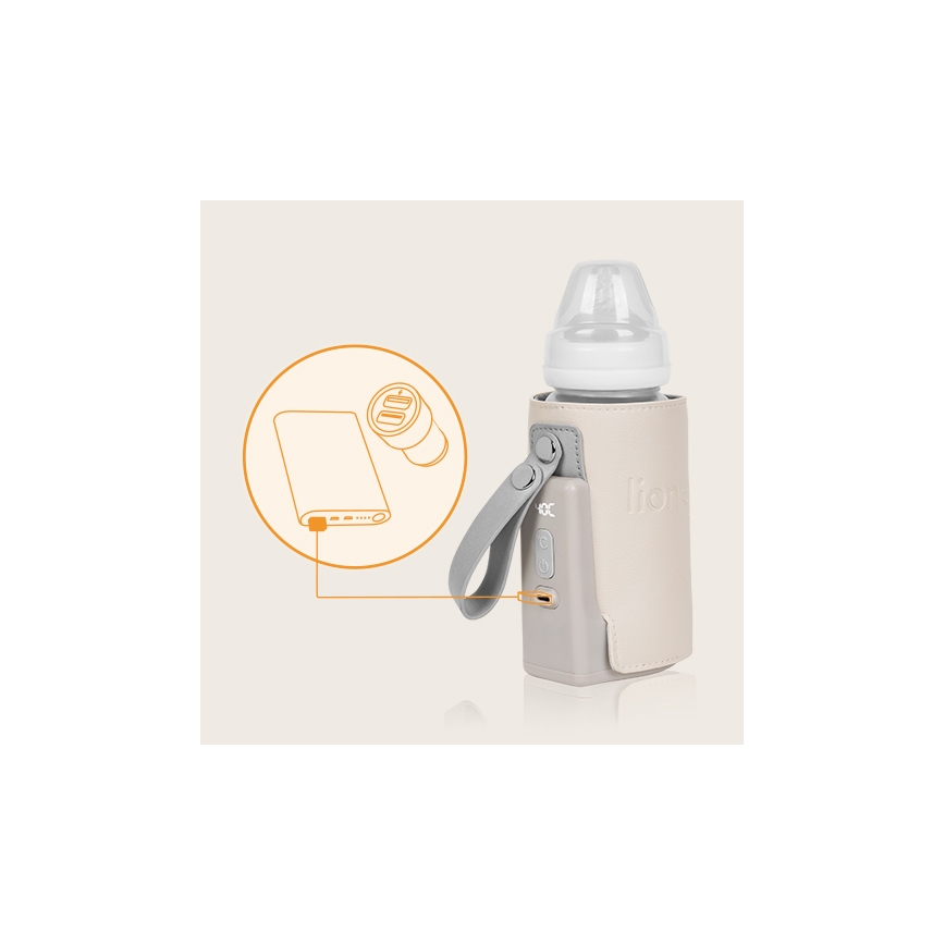 Lionelo - Rechargeable bottle warmer THERMUP GO PLUS 10W/5V beige