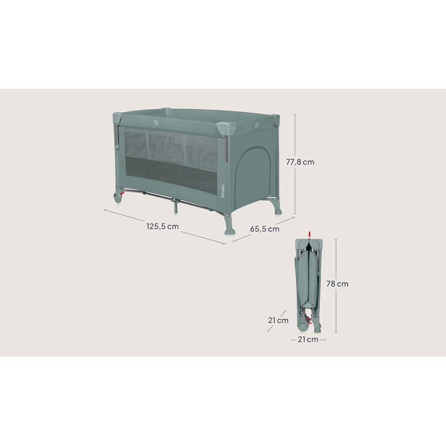 Lionelo - Reisbed 3-in-1 ELLEN Groene Salie