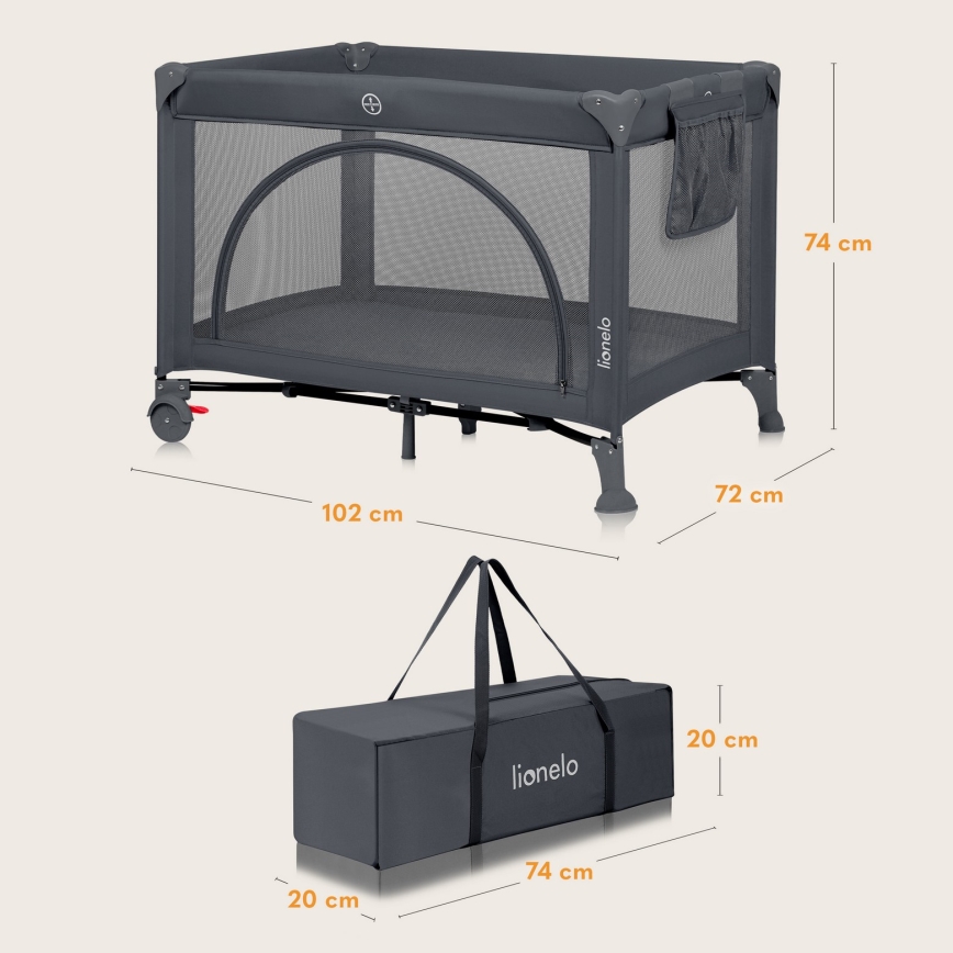 Lionelo - Reisbed LAURA Betongrijs