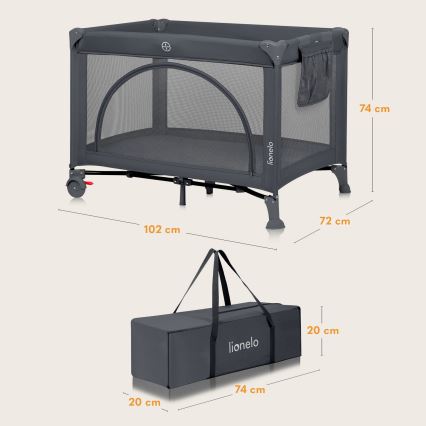 Lionelo - Reisbedje LAURA Grijs Beton