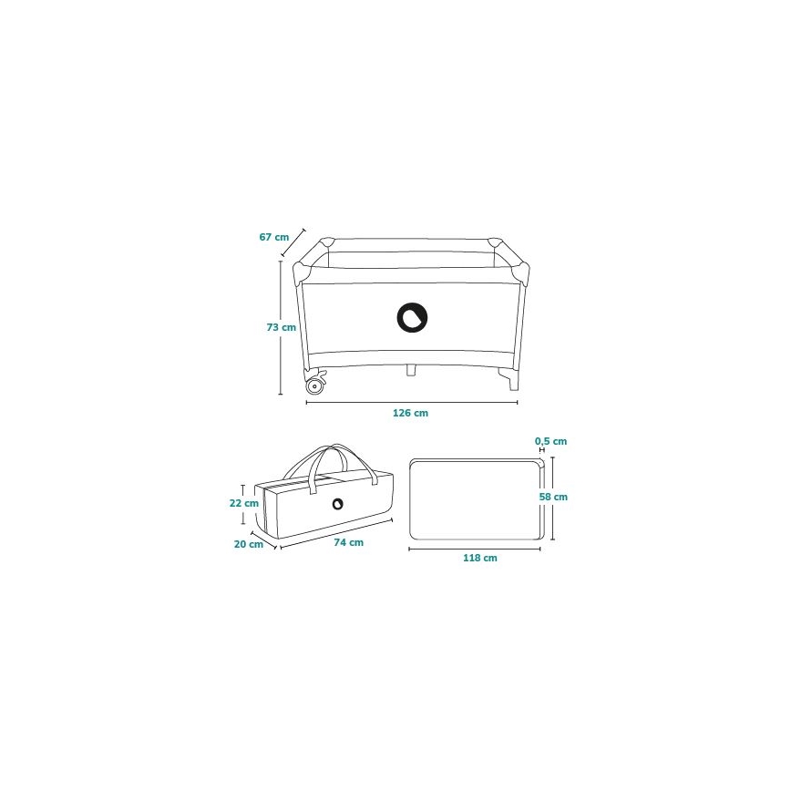 Lionelo - Reisbedje STEFI turkoois
