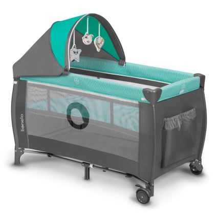 Lionelo - Reisbedje SVEN PLUS grijs/turkoois