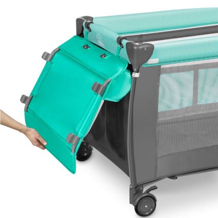 Lionelo - Reisbedje SVEN PLUS grijs/turkoois