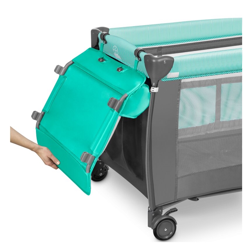 Lionelo - Reisbedje SVEN PLUS grijs/turkoois