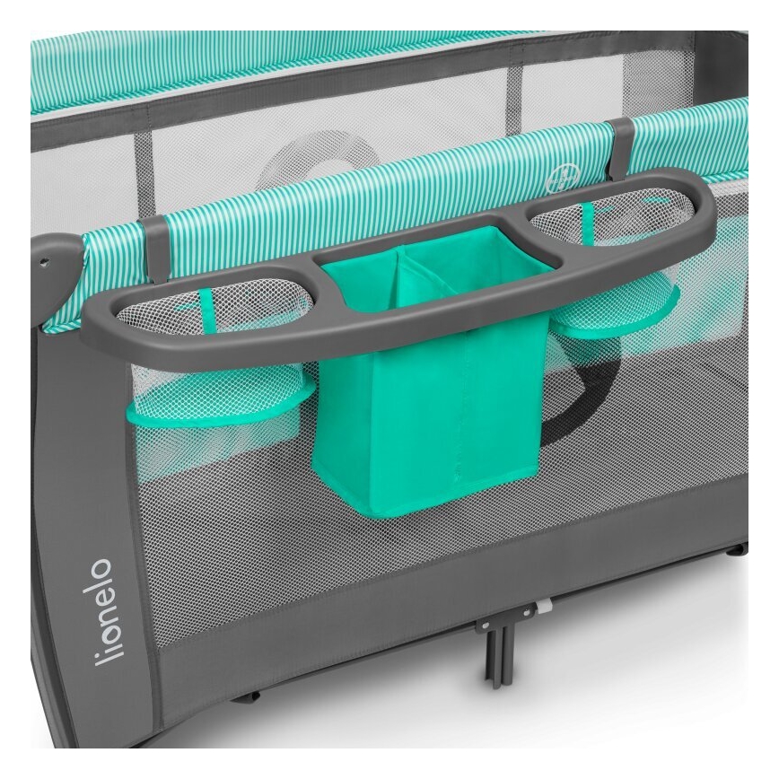 Lionelo - Reisbedje SVEN PLUS grijs/turkoois