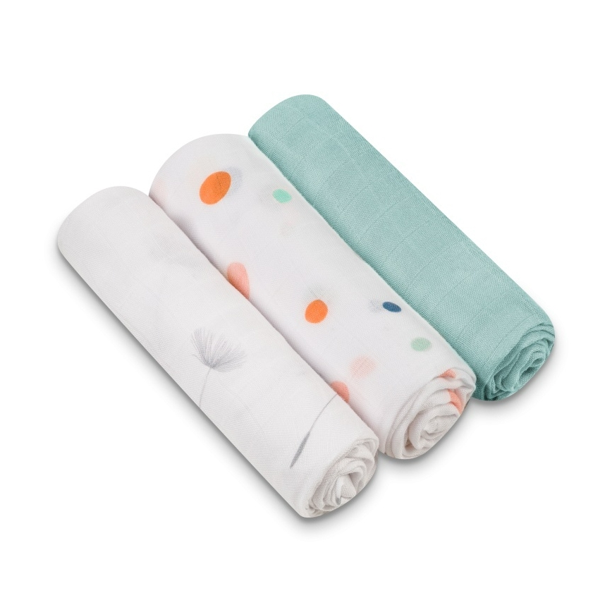 Lionelo - Set van 3 bamboe hydrofiele doeken 70x70 cm Dot