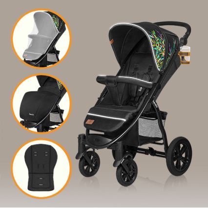 Lionelo - Sportieve kinderwagen ANNET TOUR zwart/groen