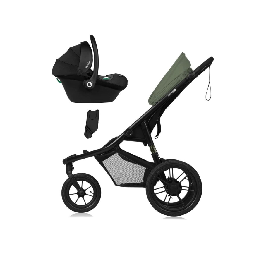 Lionelo - Sportieve kinderwagen AZURA zwart/groen