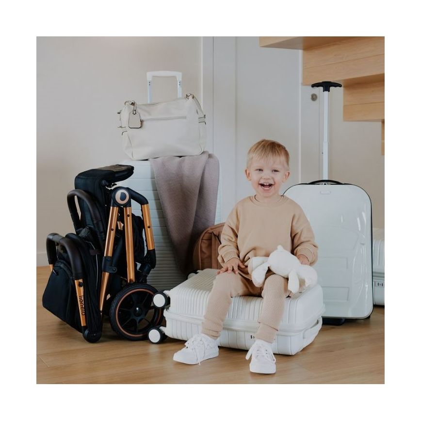 Lionelo - Sportieve kinderwagen CLOE zwart/blauw/goud