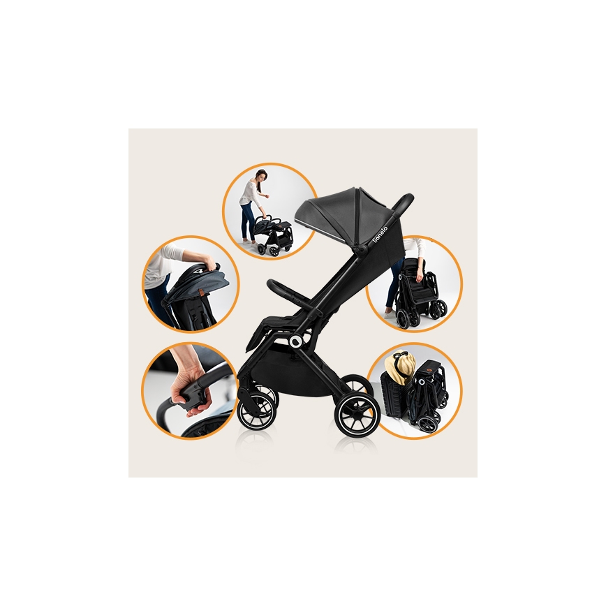 Lionelo - Sportieve kinderwagen CLOE zwart/grijs