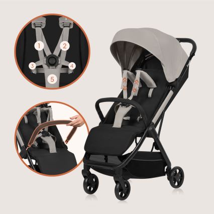 Lionelo - Sportieve kinderwagen JULIE AIR Beige Sand