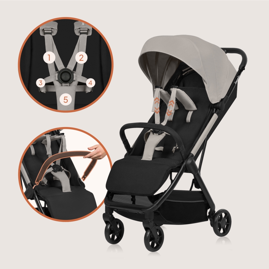 Lionelo - Sportieve kinderwagen JULIE AIR Beige Sand