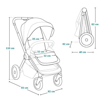 Lionelo - Sportieve kinderwagen MIKA PLUS Green Olive