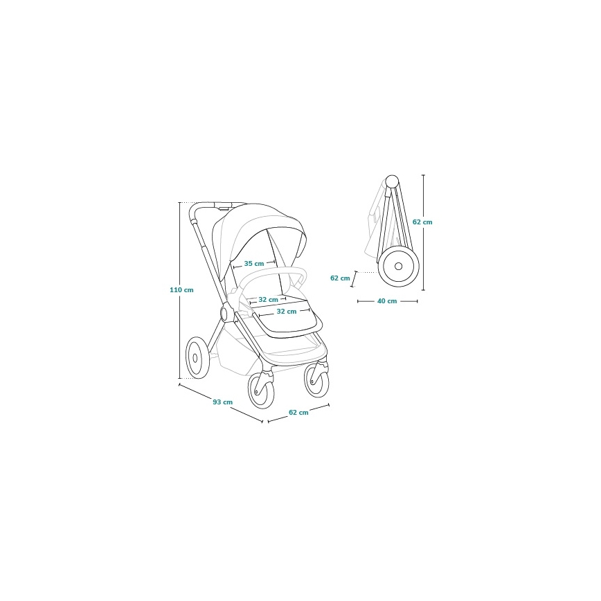 Lionelo - Sportieve kinderwagen MIKA PLUS Green Olive