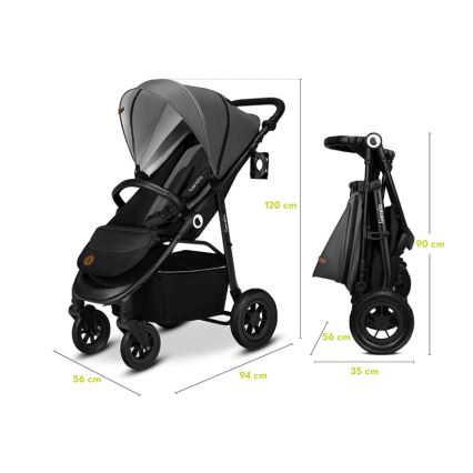Lionelo - Sportieve kinderwagen NATT Zwarte Onyx