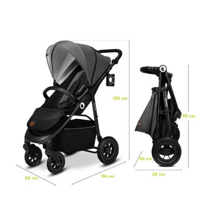 Lionelo - Sportieve kinderwagen NATT Zwarte Onyx