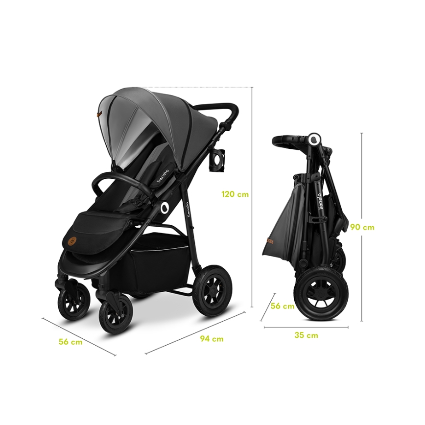 Lionelo - Sportieve kinderwagen NATT Zwarte Onyx