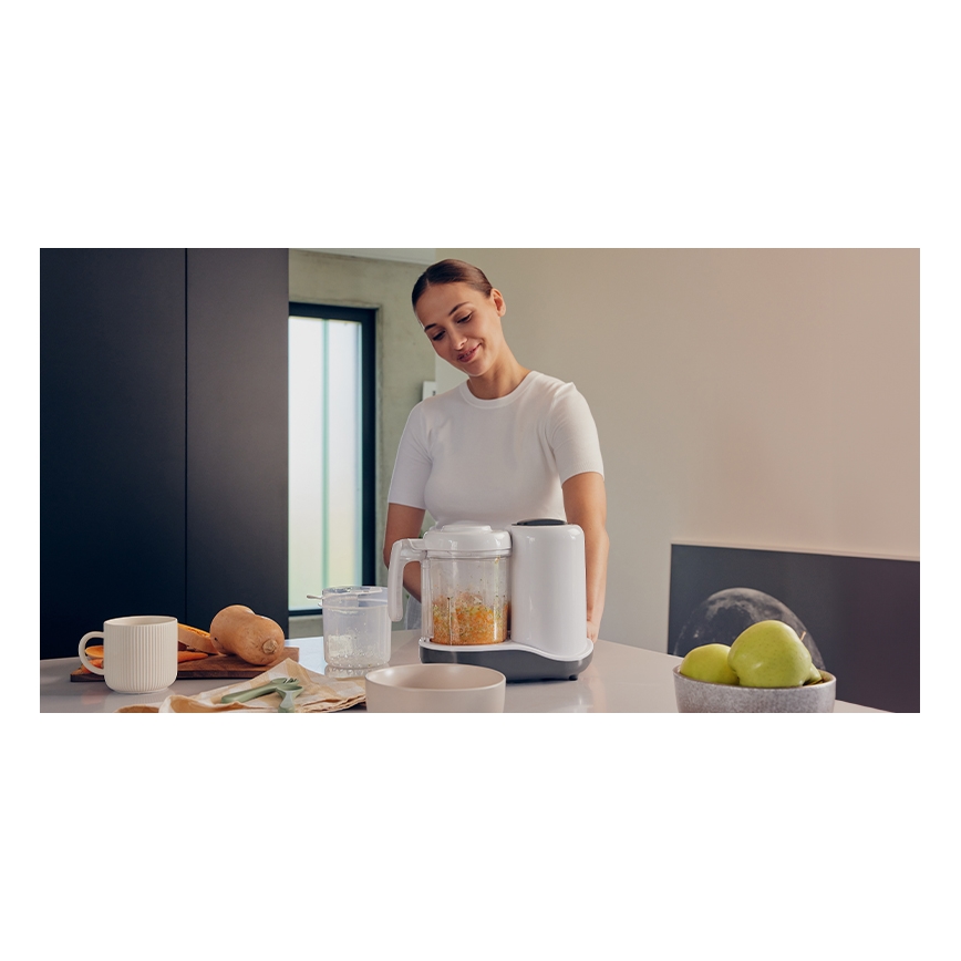 Lionelo - Stoomkoker 5-in-1 BABYMENU 110W/230V wit/grijs