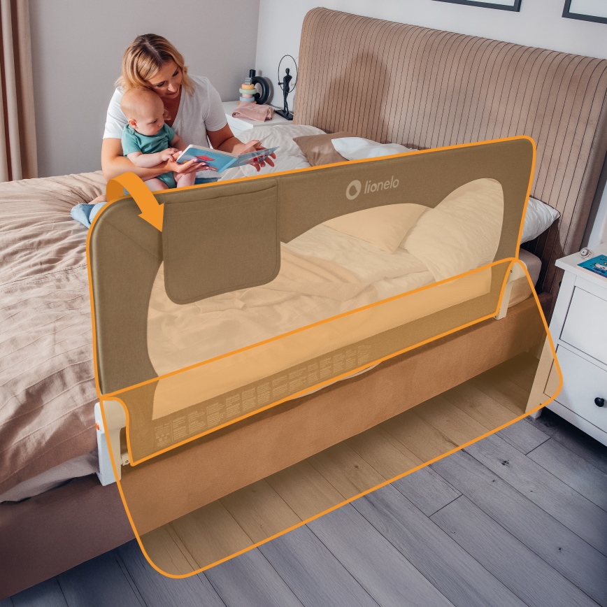 Lionelo - Veiligheidshek voor bed HANNA Beige Melange