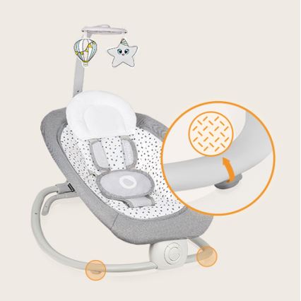 Lionelo - Vibrerend wipstoeltje voor baby's met een melodie PASCAL grijs