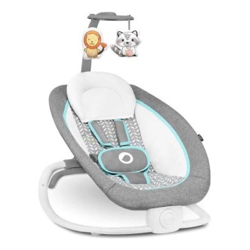 Lionelo - Vibrerend wipstoeltje voor baby's met melody PASCAL grijs/turquoise