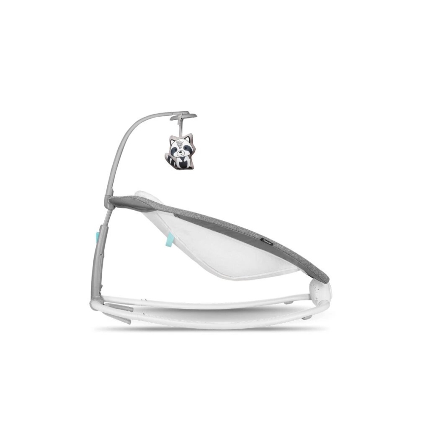 Lionelo - Vibrerend wipstoeltje voor baby's met melody PASCAL grijs/turquoise