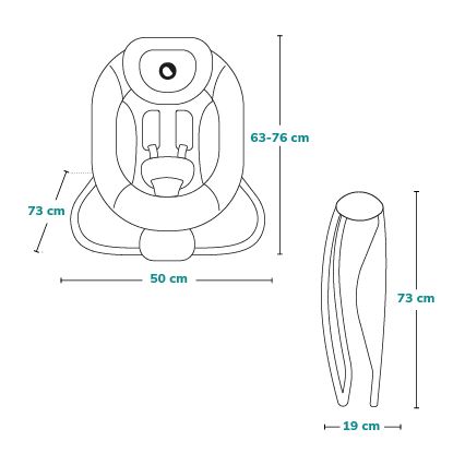Lionelo - Vibrerende babywipstoel met melodie PASCAL 2xAA grijs/turkoois