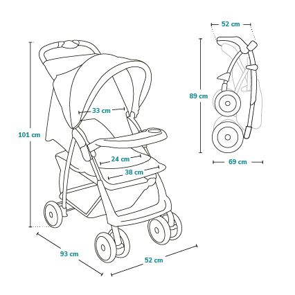 Lionelo - Wandelwagen EMMA PLUS grijs/zwart