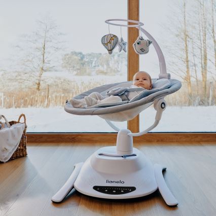 Lionelo - 2-in-1 babywip BELLA met melodie, 4xAA, betongrijs + afstandsbediening