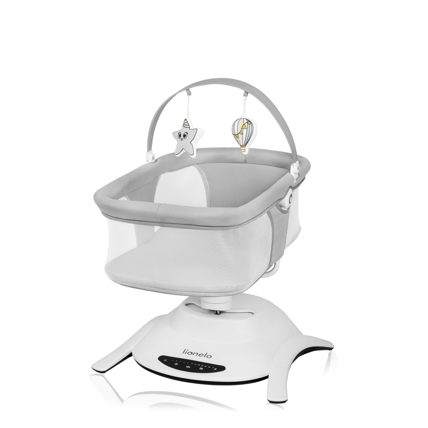 Lionelo - 2-in-1 babywip BELLA met melodie, 4xAA, betongrijs + afstandsbediening