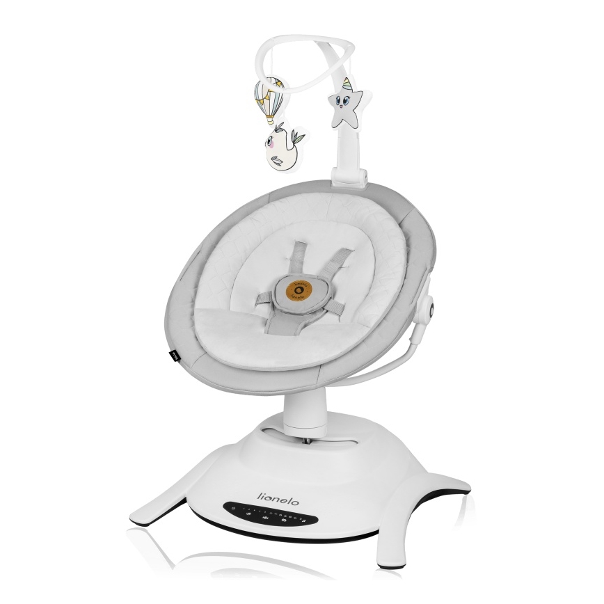 Lionelo - 2-in-1 babywip BELLA met melodie, 4xAA, betongrijs + afstandsbediening