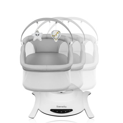 Lionelo - 2-in-1 babywip BELLA met melodie, 4xAA, betongrijs + afstandsbediening